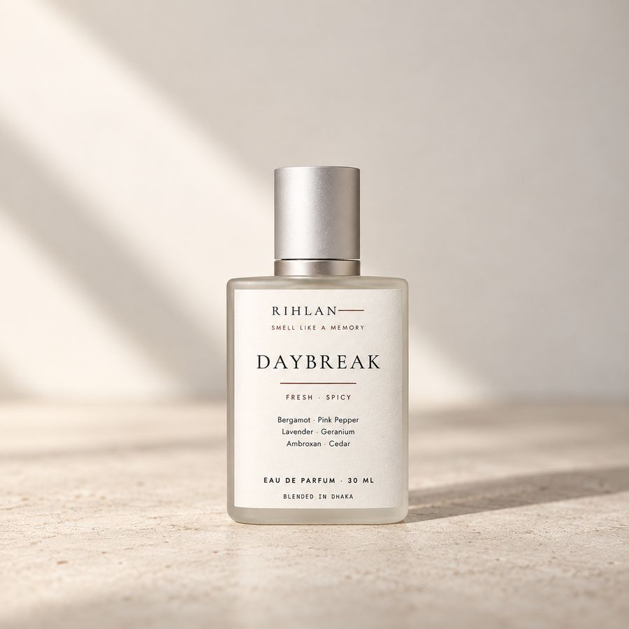 RIHLAN Daybreak 30ml, frosted glass bottle with a silver cap